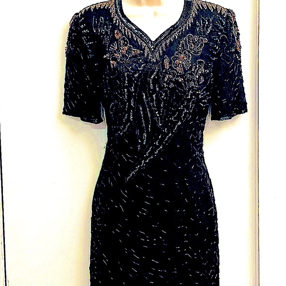 Vintage Dresses & Skirts - VTG beaded cocktail holiday sparkle dress